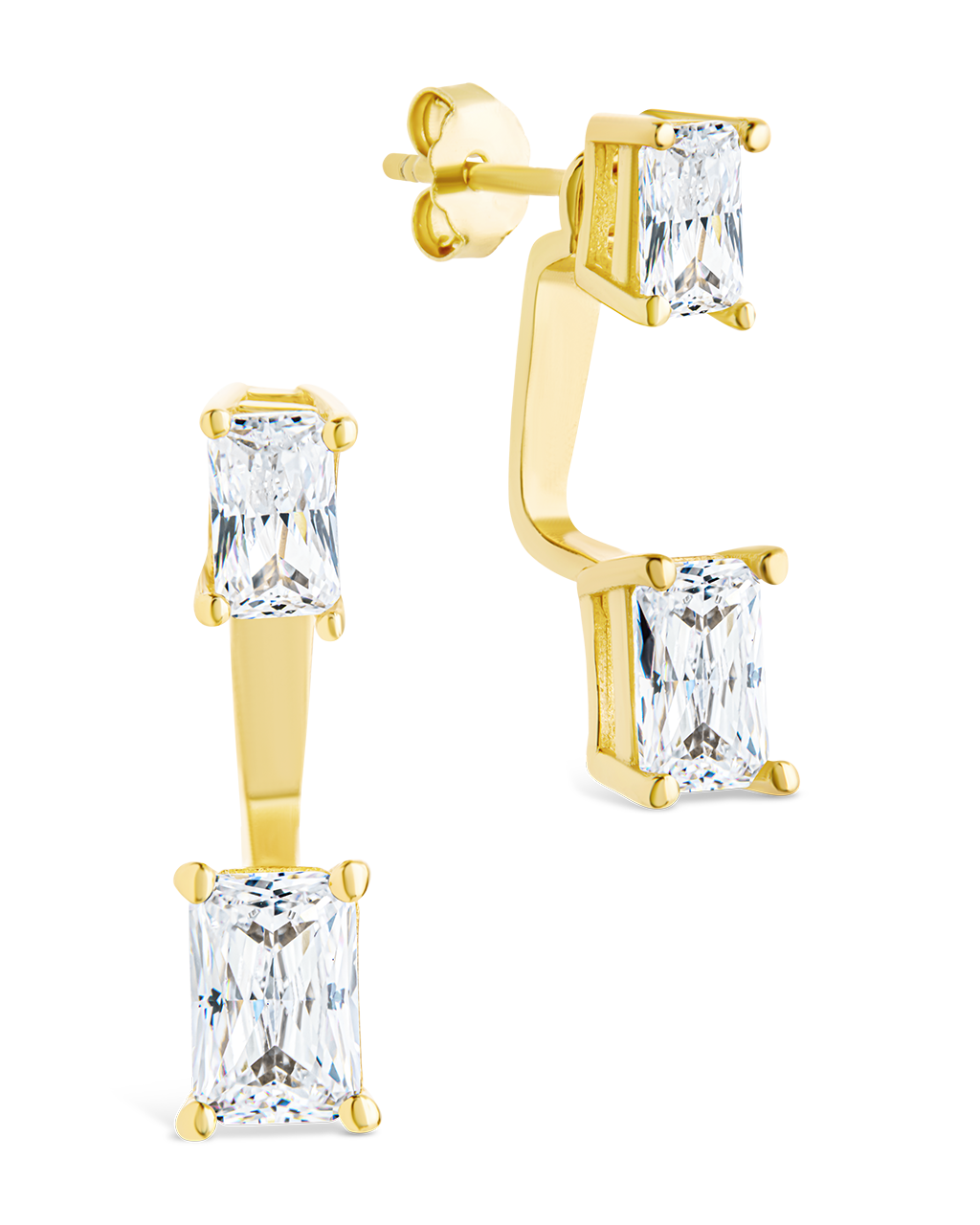 Sterling Silver Emerald Cut Duo Jackets