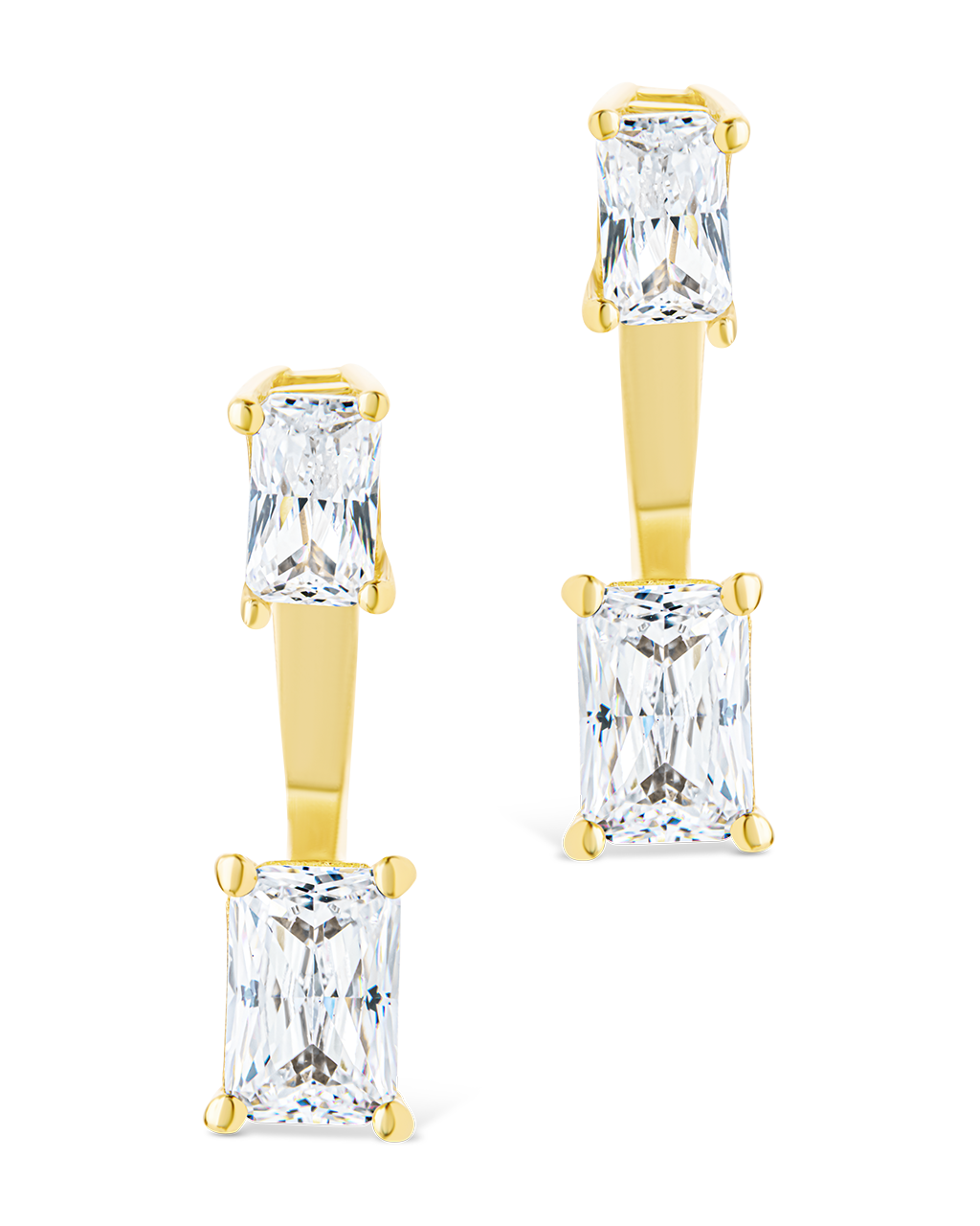 Sterling Silver Emerald Cut Duo Jackets