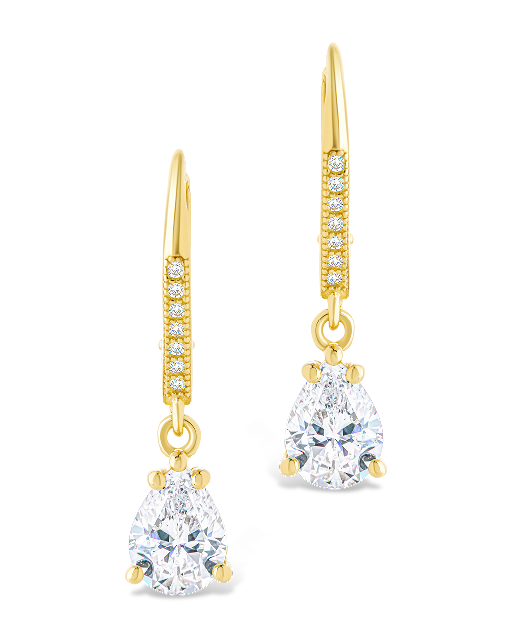 Sterling Silver Angelica Pear Cut CZ French Clip Earrings