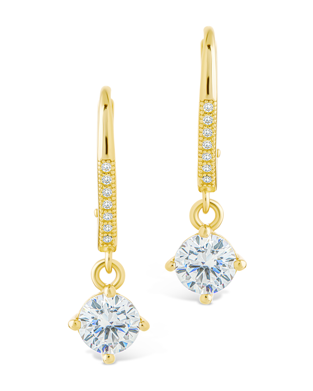 Sterling Silver Matilda Brilliant Cut CZ French Clip Earrings