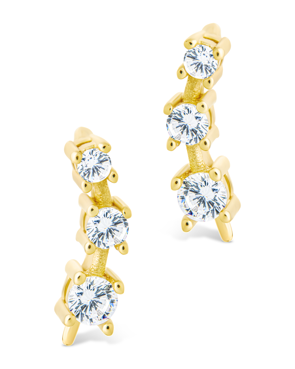 Sterling Silver Round Cut Mini Ear Crawlers