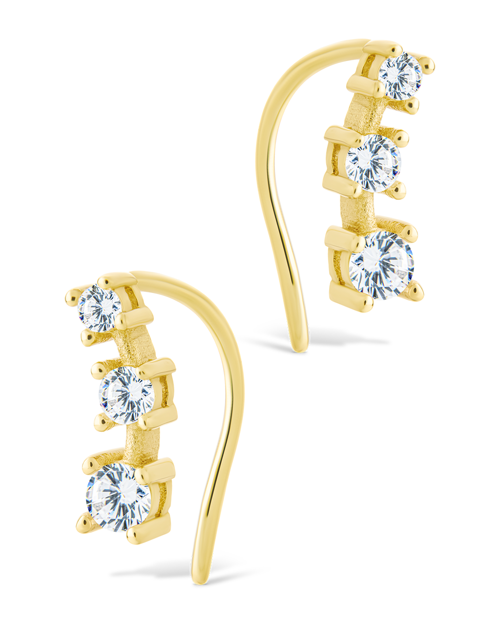 Sterling Silver Round Cut Mini Ear Crawlers