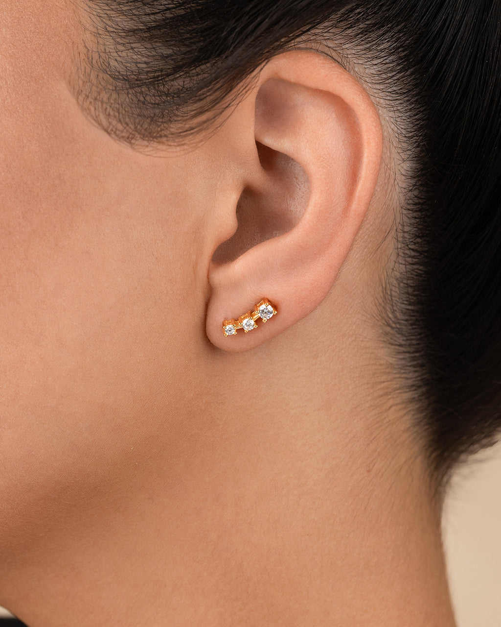 Sterling Silver Round Cut Mini Ear Crawlers