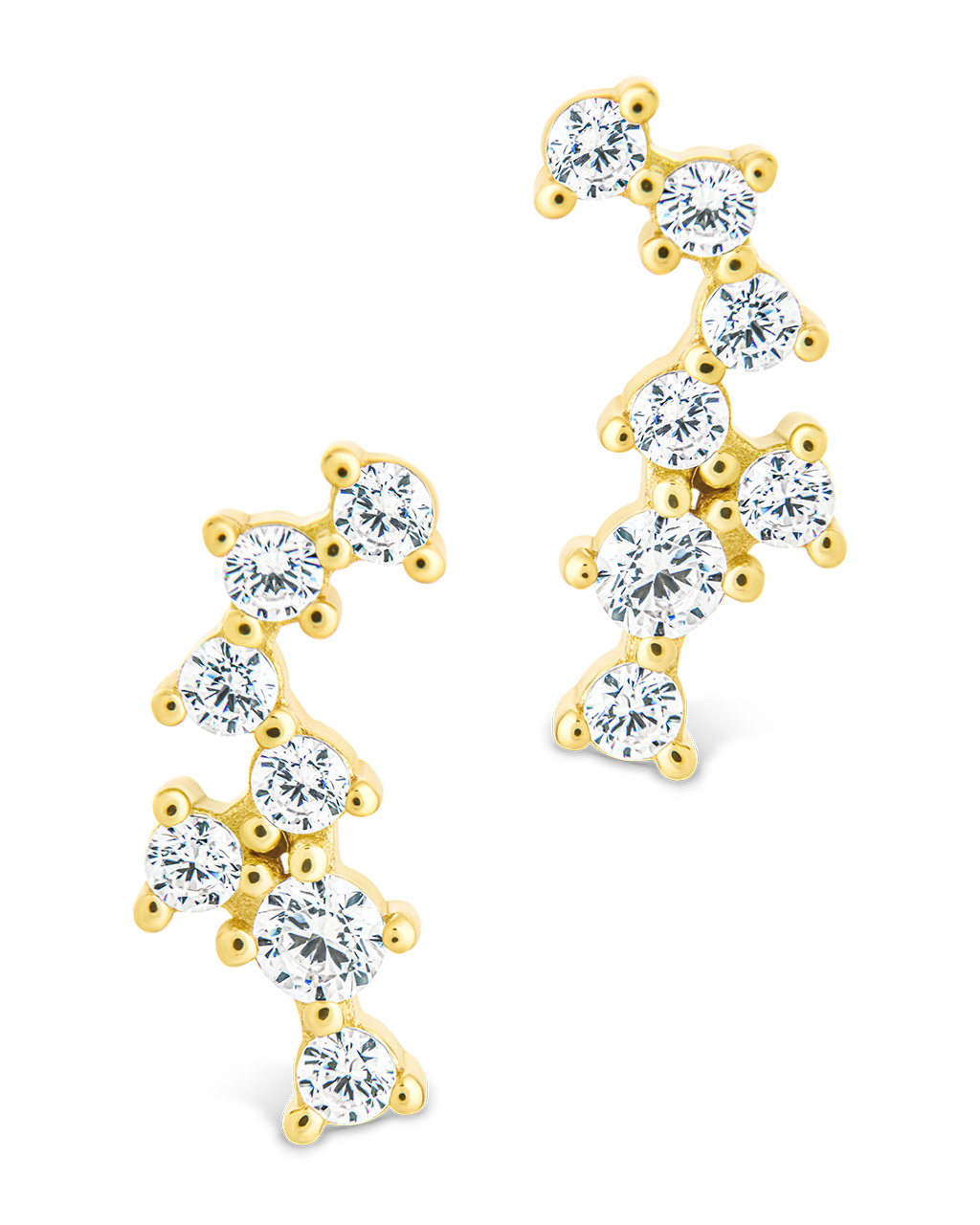 Sterling Silver Round Cut Cluster CZ Crawlers