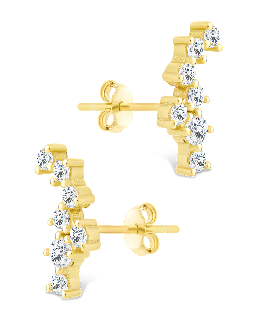 Sterling Silver Round Cut Cluster CZ Crawlers