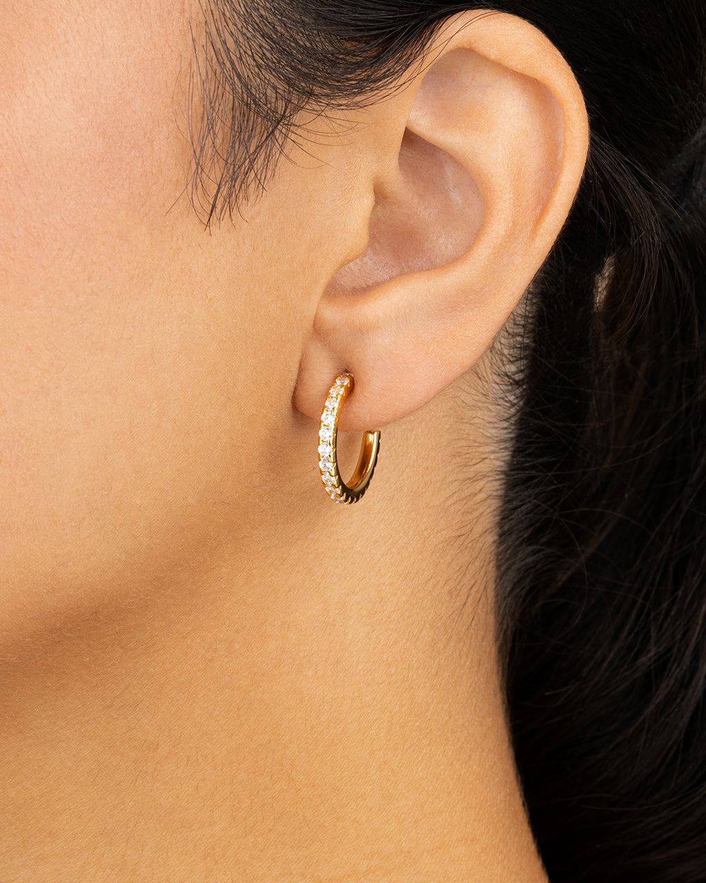 Sterling Silver Eleri CZ Tube Hoops