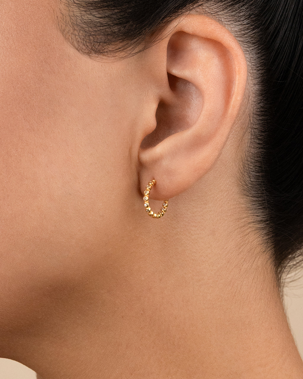 Sterling Silver Bezel Statement Bubble Hoops