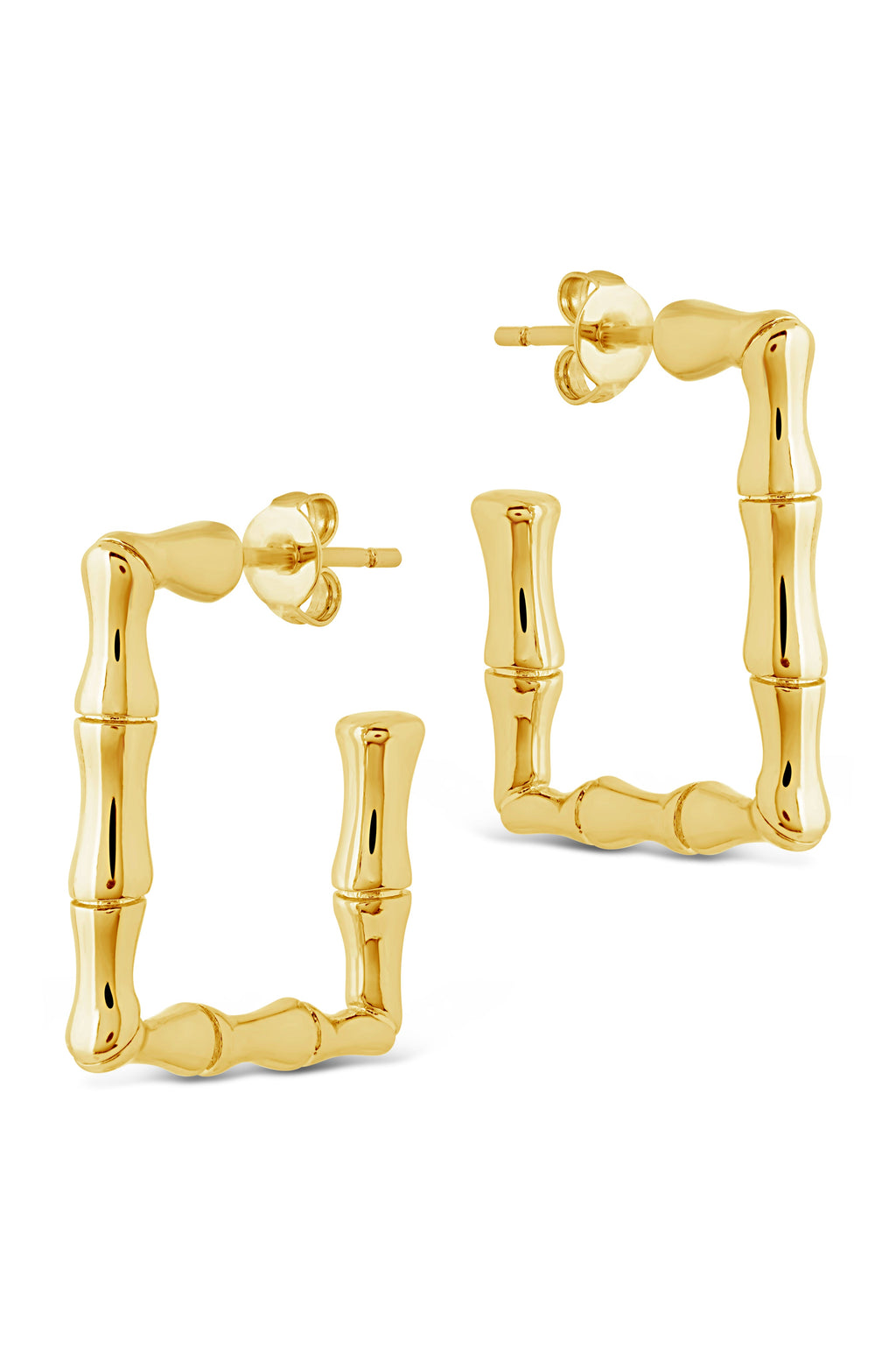 Bamboo Rectangular Hoop Earrings