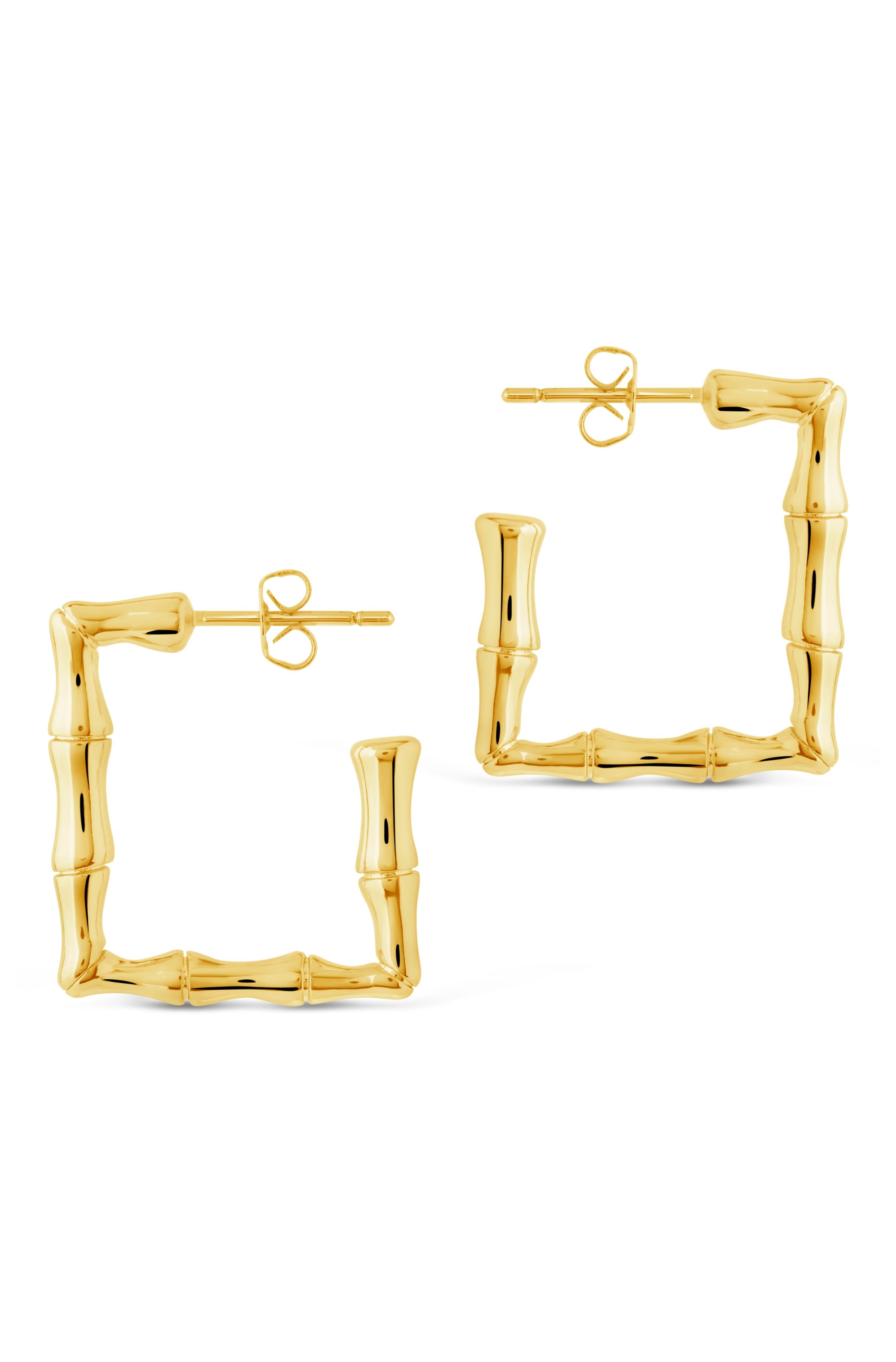 Bamboo Rectangular Hoop Earrings