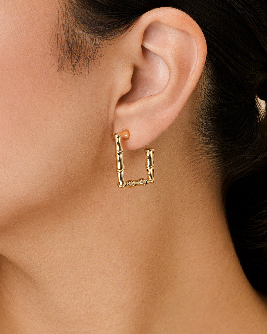 Bamboo Rectangular Hoop Earrings