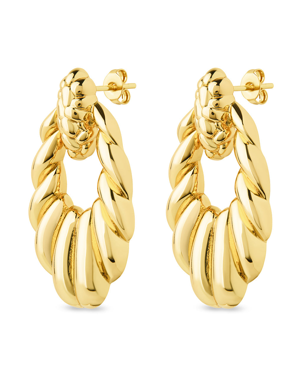 Enid Textured Door Knocker Stud Earrings