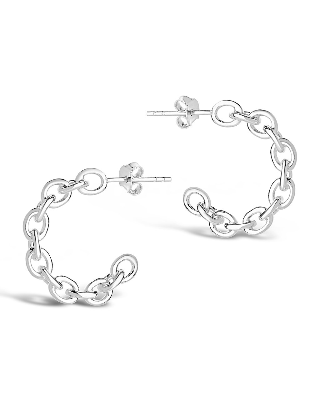 Sterling Silver Delicate Chain Hoops