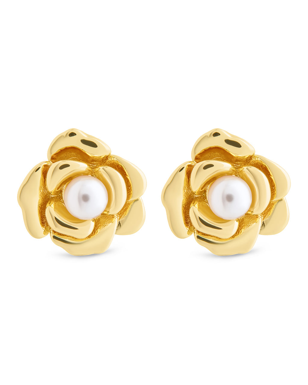 Rosa Pearl Flower Stud Earrings