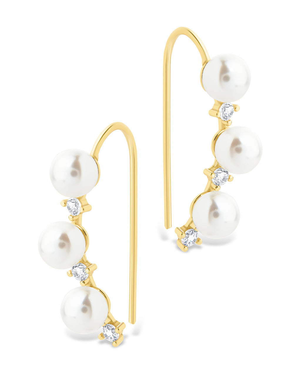 Sterling Silver Siena CZ & Pearl Threader Earrings