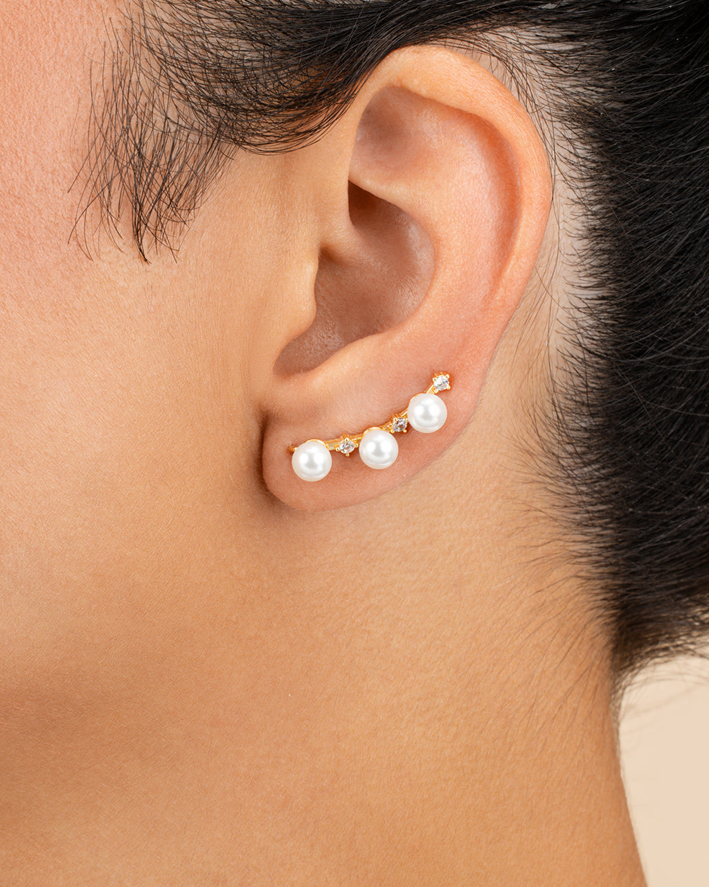 Sterling Silver Siena CZ & Pearl Threader Earrings