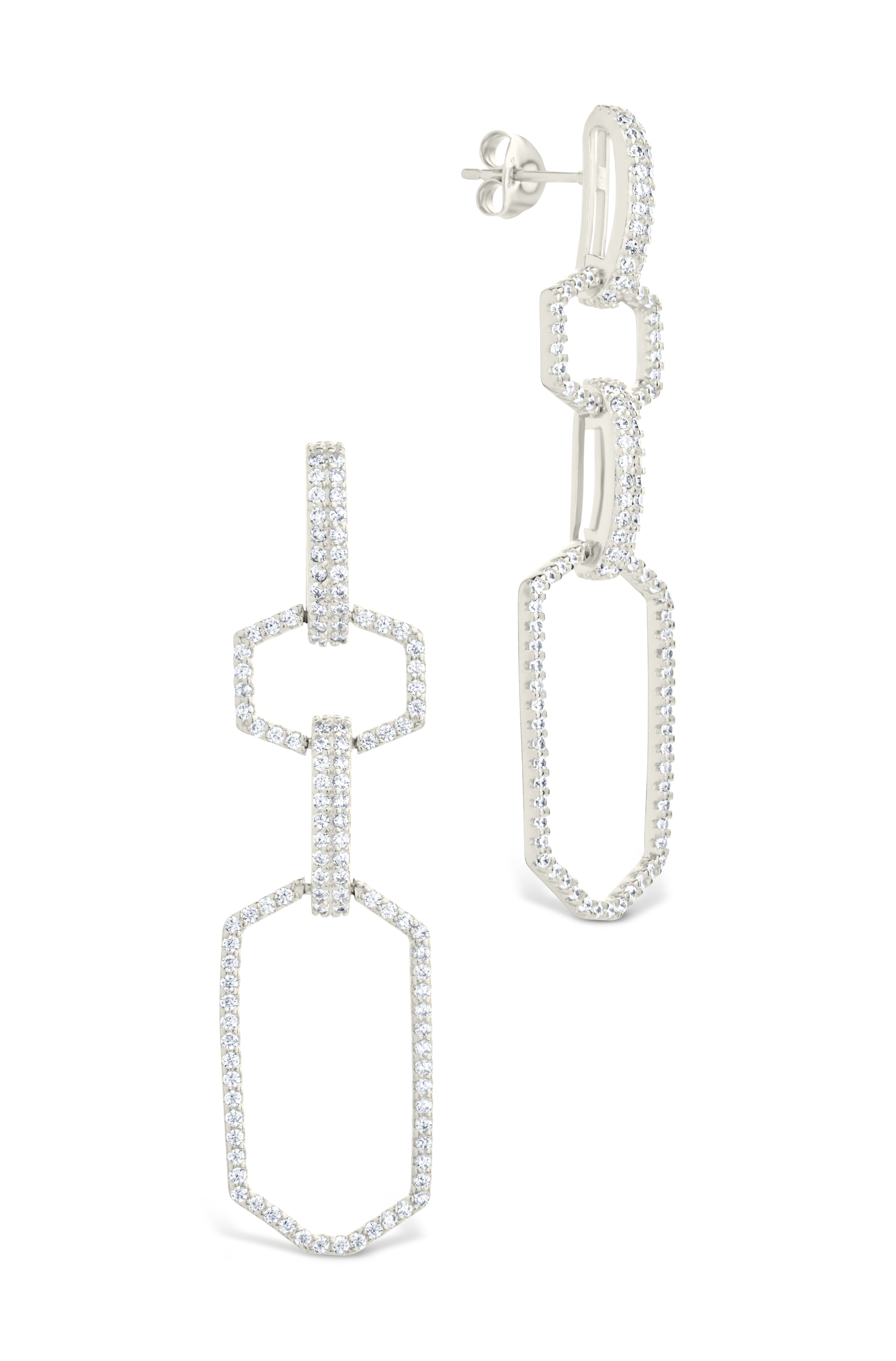Harlene CZ Chain Link Drop Stud Earrings