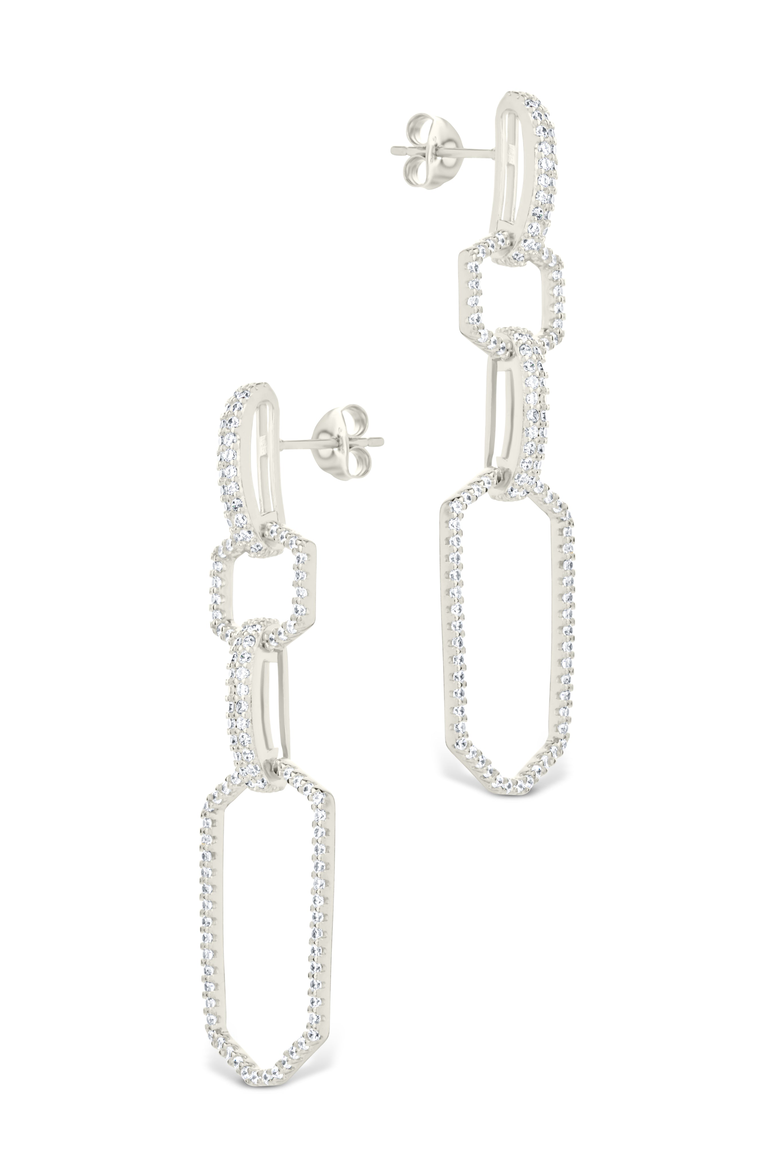 Harlene CZ Chain Link Drop Stud Earrings