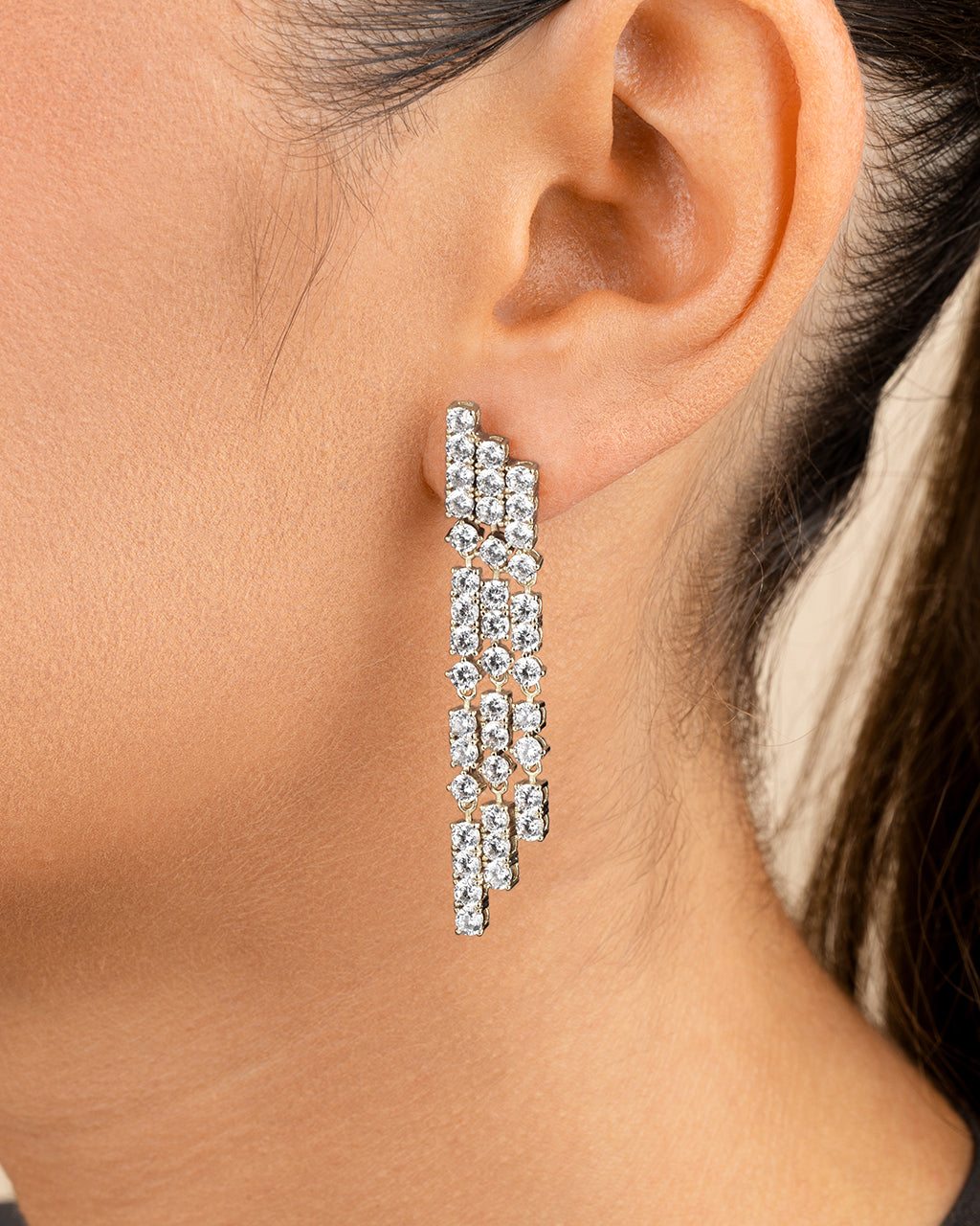 Linda CZ Dangle Stud Earrings