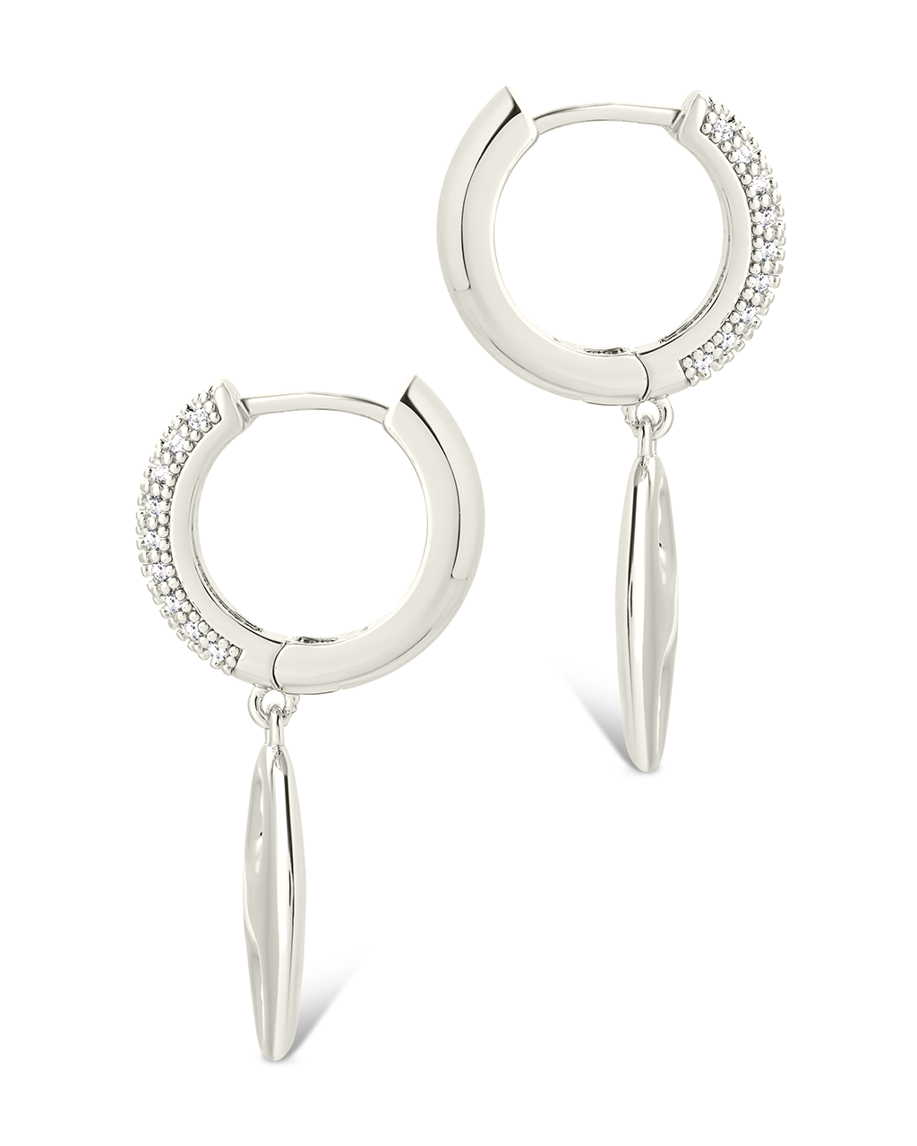 Bliss CZ Anchor Chain Micro Hoop Earrings