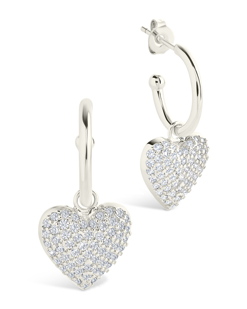 Disco Heart CZ Micro Hoop Earrings