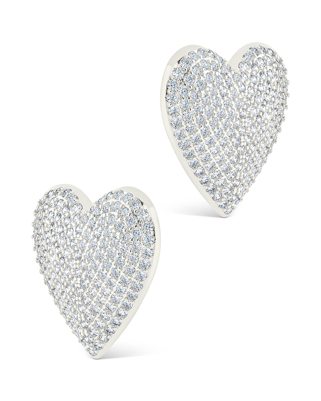 Disco Heart CZ Statement Stud Earrings