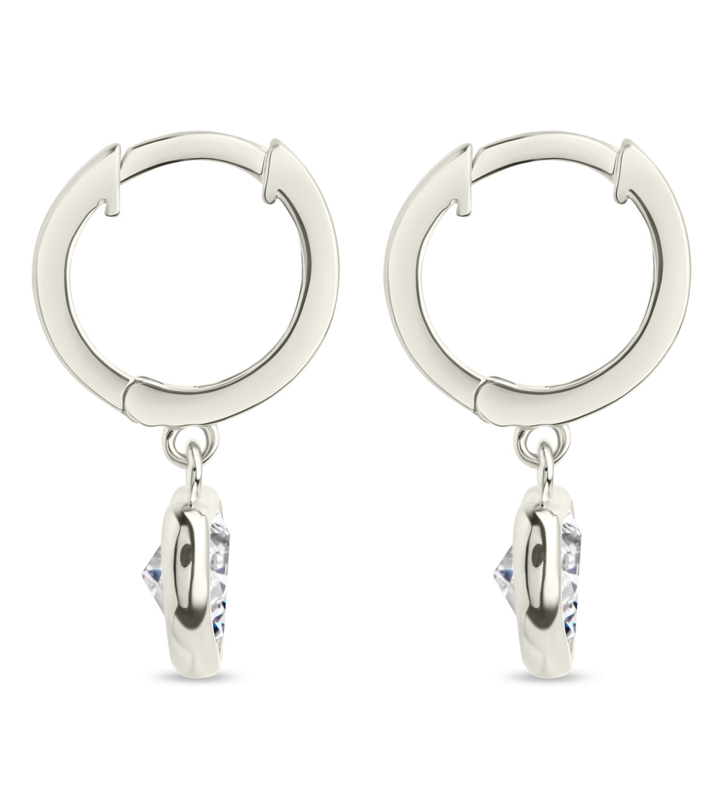 Sterling Silver Lizzy CZ Heart Drop Earrings