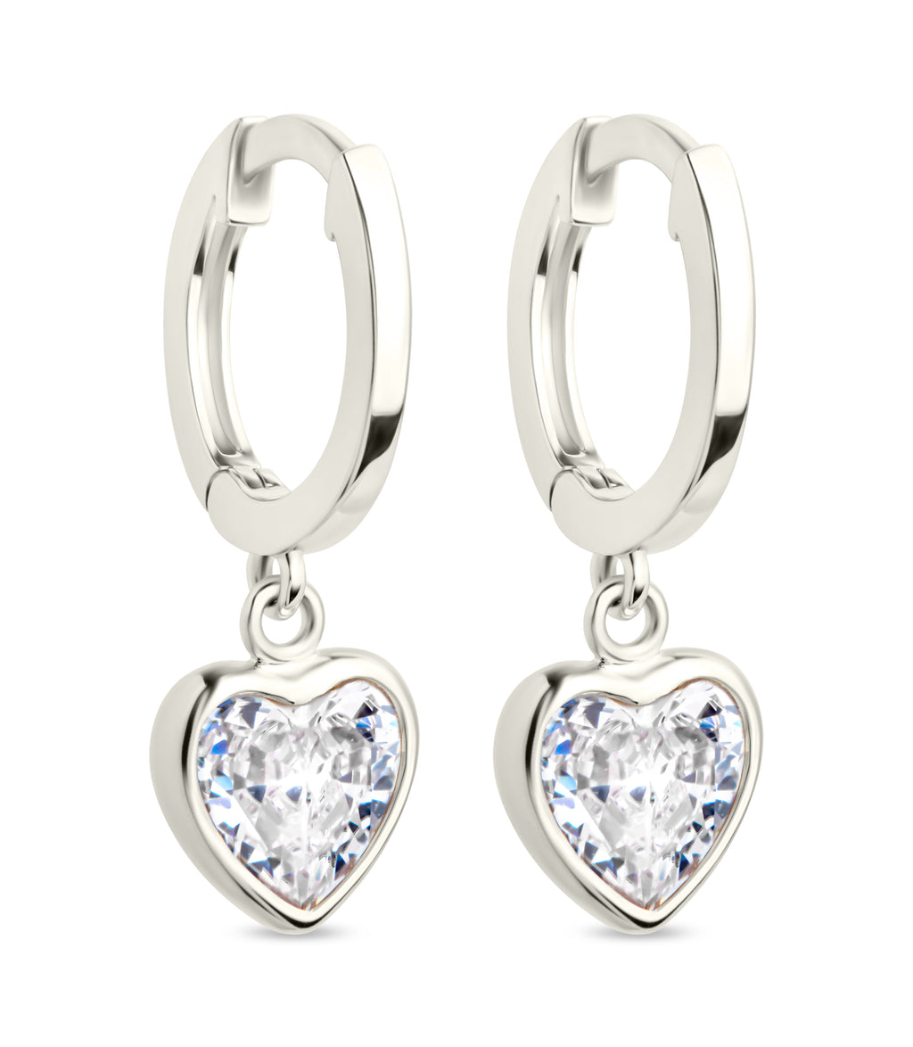 Sterling Silver Lizzy CZ Heart Drop Earrings