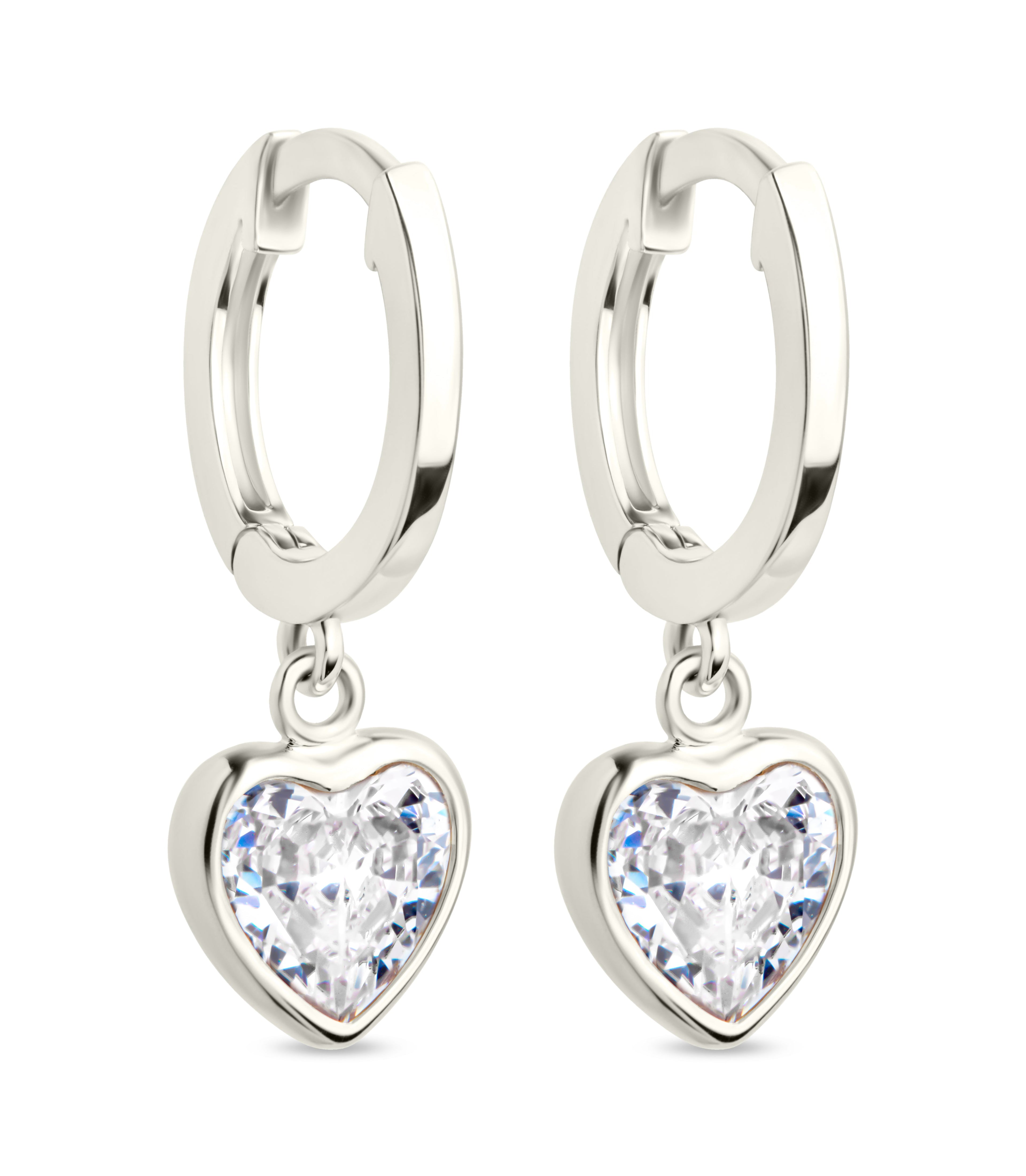 Sterling Silver Lizzy CZ Heart Drop Earrings