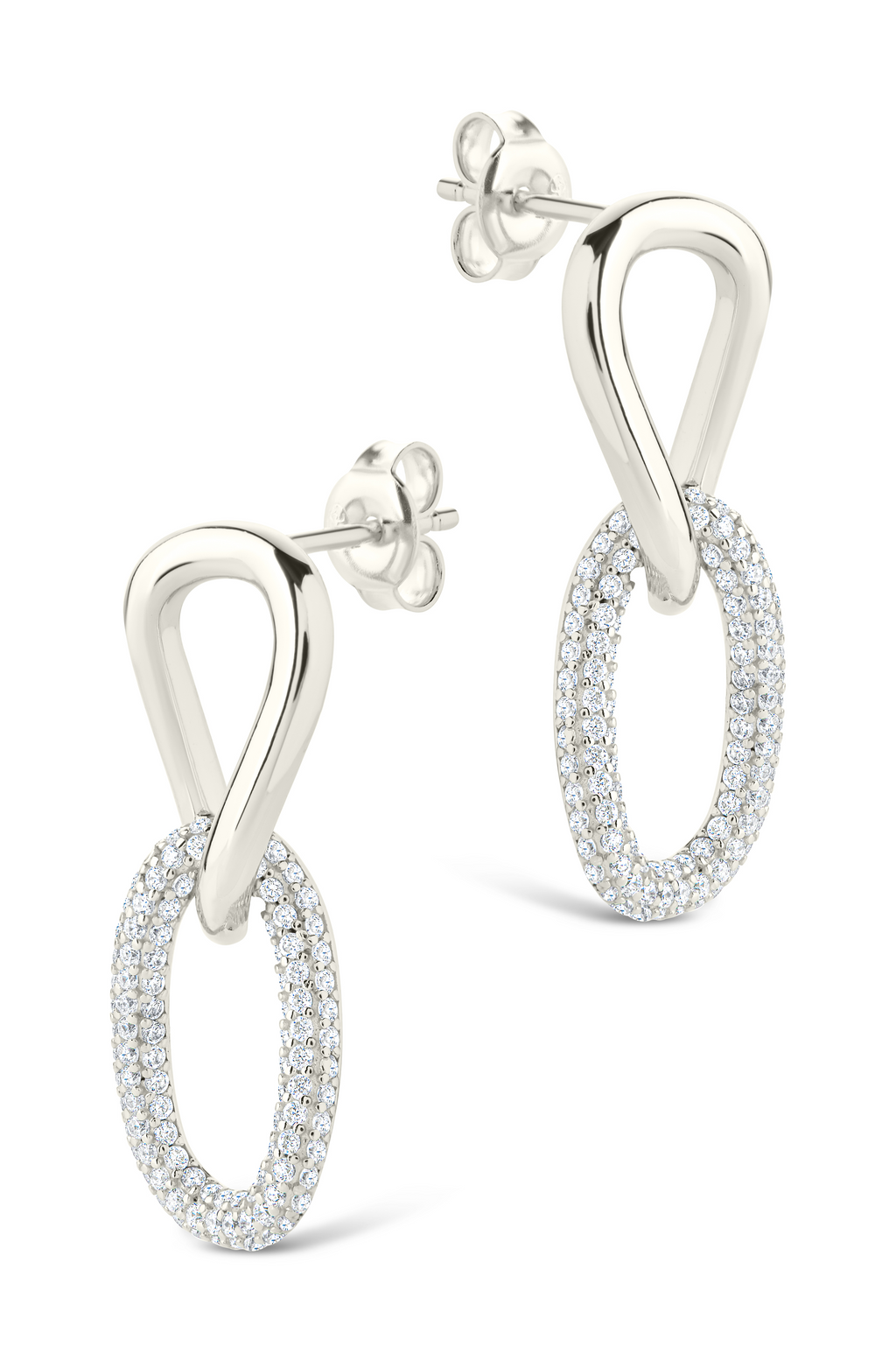 Sterling Silver Taissa CZ Chain Link Studs