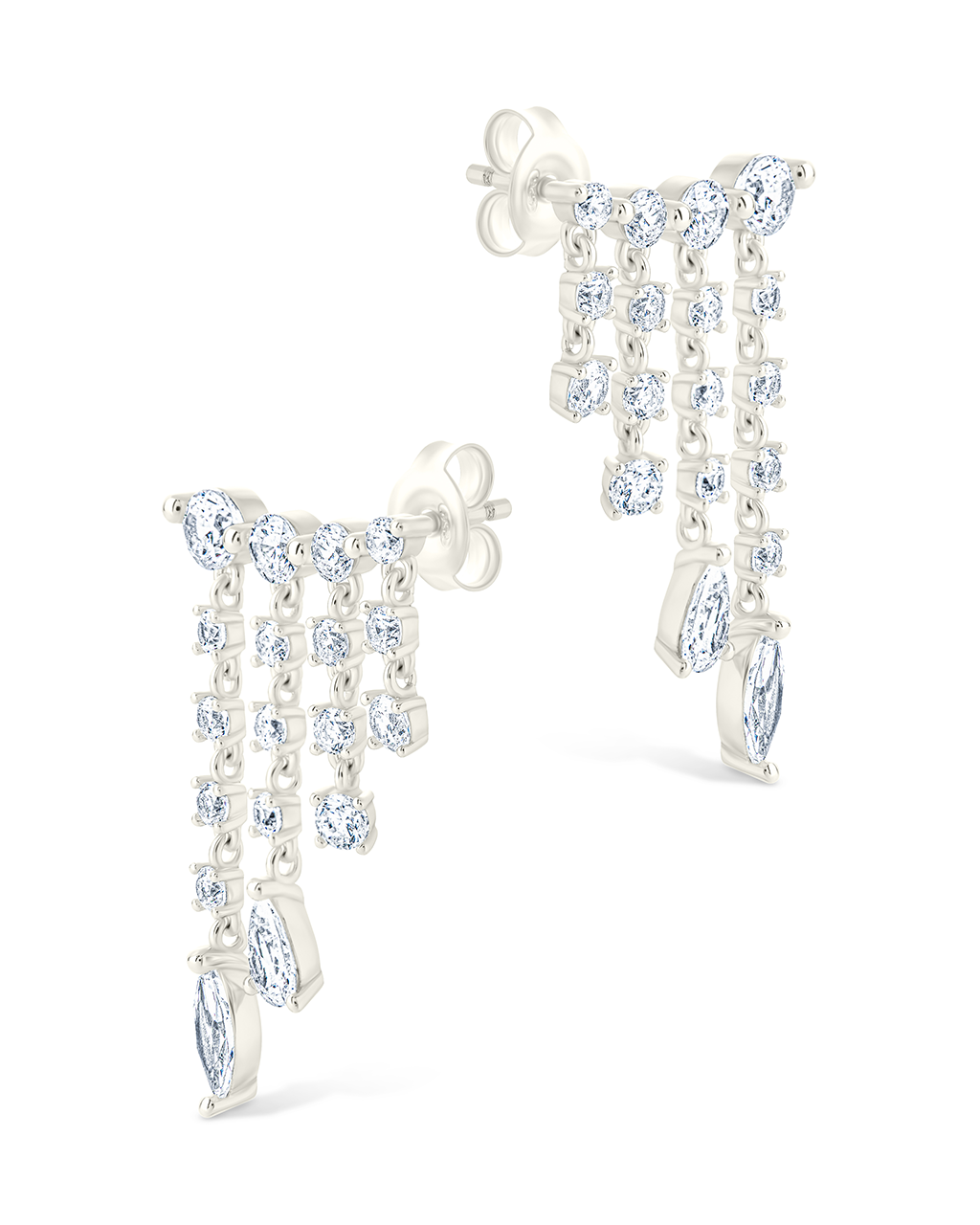 Sterling Silver Adrian CZ Waterfall Statement Studs