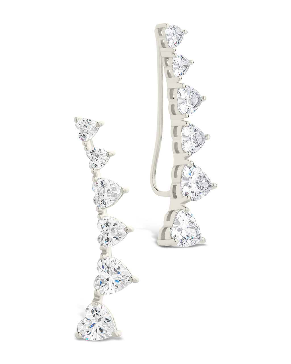 Sterling Silver Jillian CZ Heart Crawler Studs