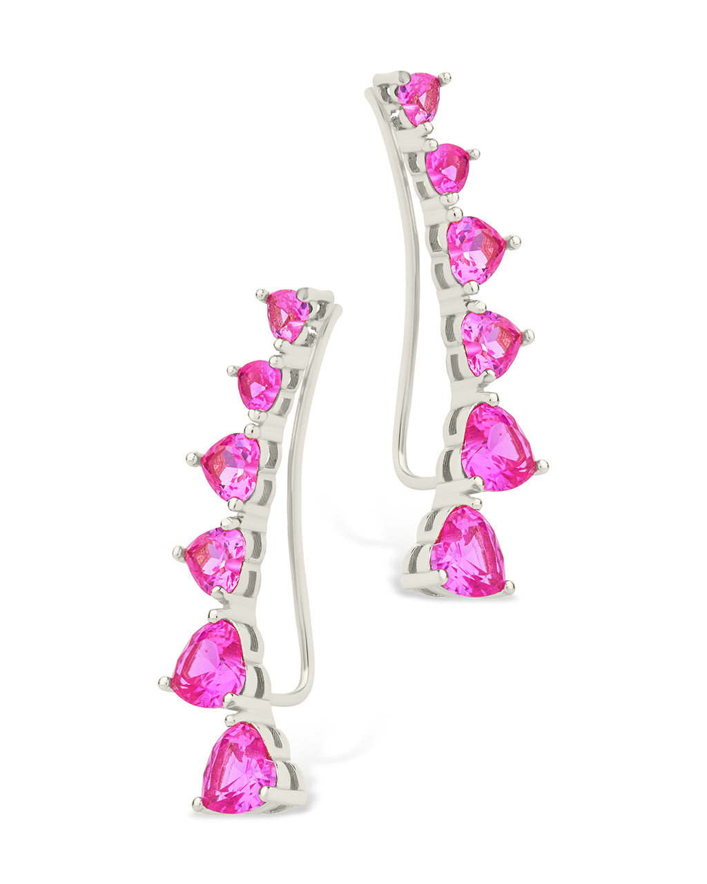 Sterling Silver Jillian CZ Heart Crawler Studs