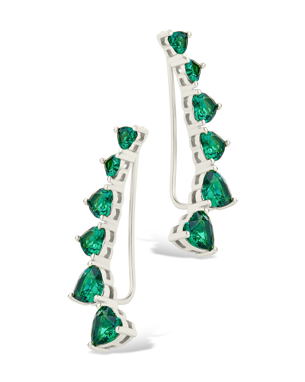 Sterling Silver Jillian CZ Heart Crawler Studs