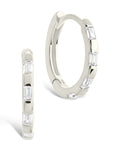Sterling Silver Henley CZ Baguette Micro Hoop Earrings