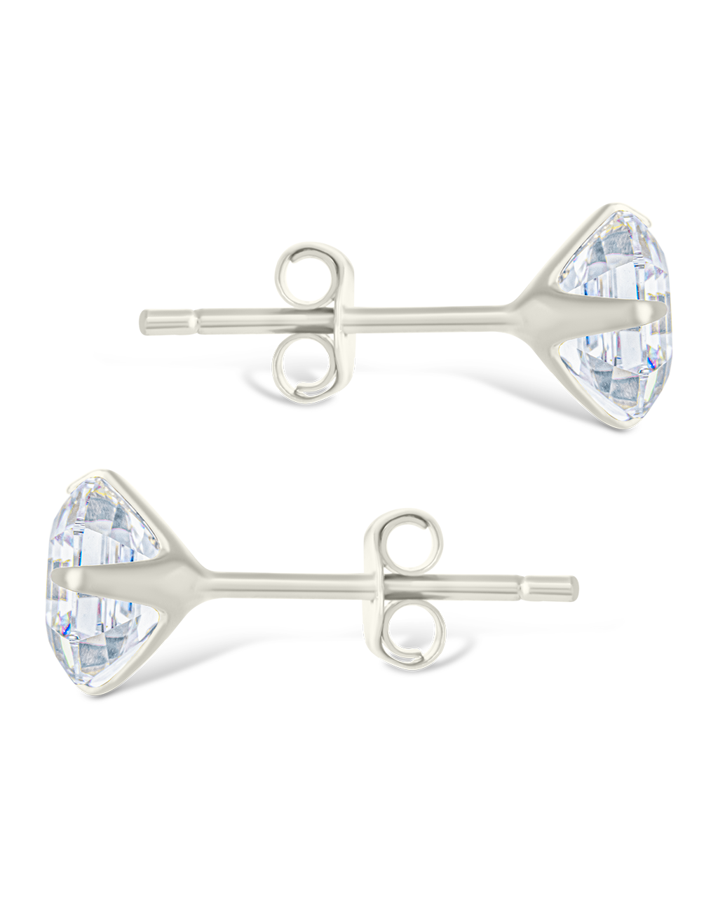 Sterling Silver Asscher Cut Prong Set Stud Earrings