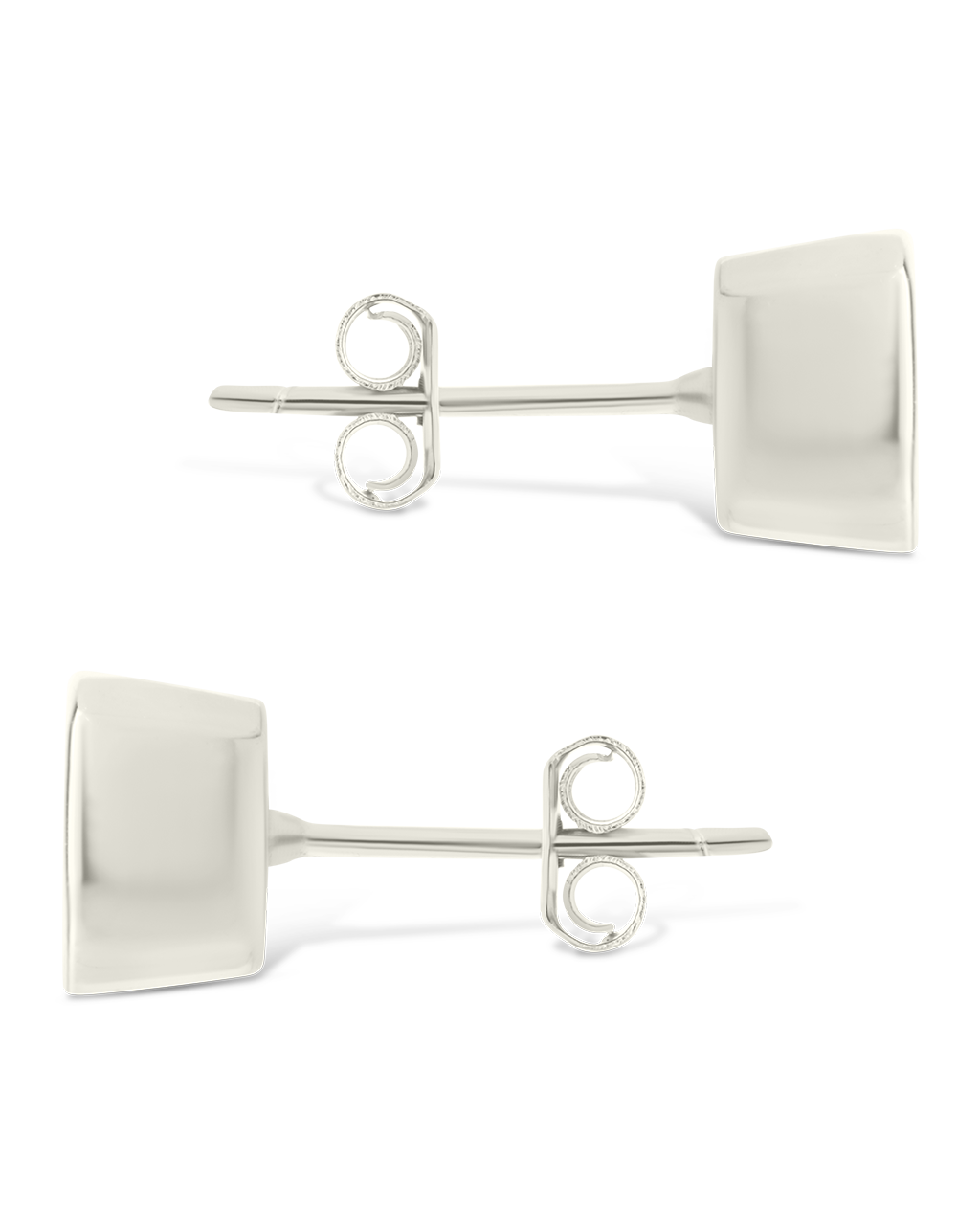 Sterling Silver Cushion Cut Bezel Set Stud Earrings