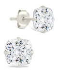 Sterling Silver Cushion Cut Prong Set Stud Earrings