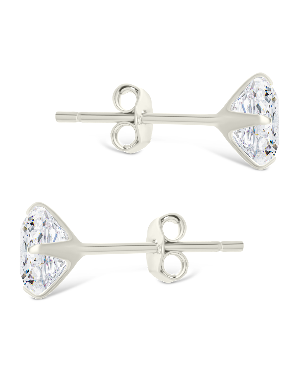 Sterling Silver Cushion Cut Prong Set Stud Earrings