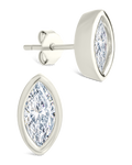 Sterling Silver Marquise Cut Bezel Set Stud Earrings