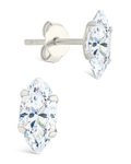 Sterling Silver Marquise Cut Prong Set Stud Earrings