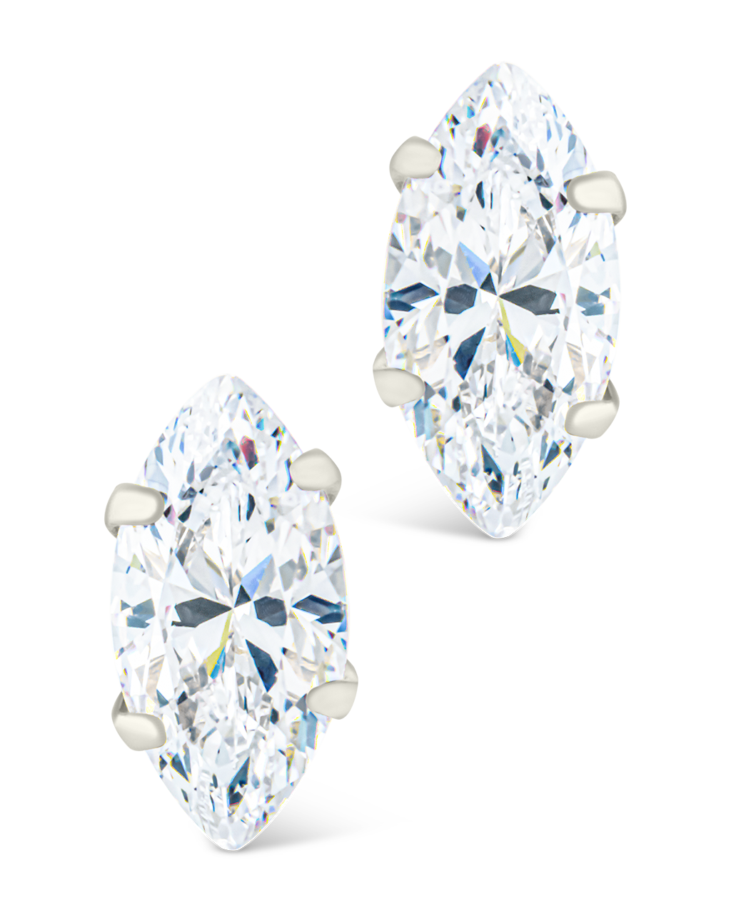 Sterling Silver Marquise Cut Prong Set Stud Earrings