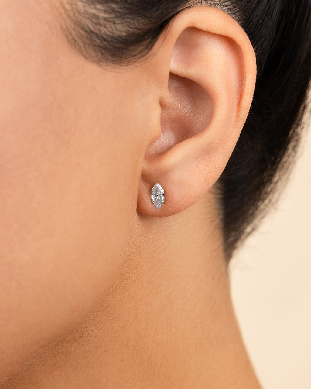 Sterling Silver Marquise Cut Prong Set Stud Earrings