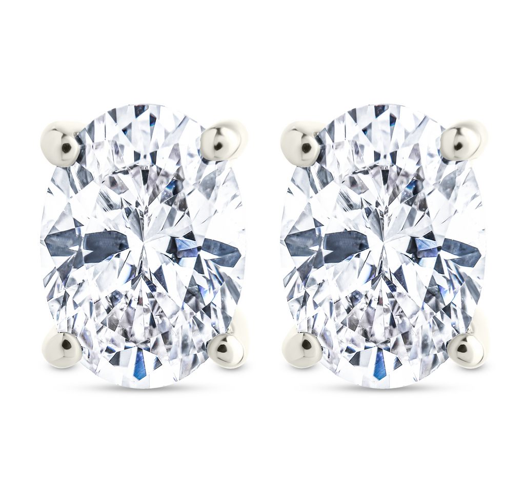 Sterling Silver Oval Cut Prong Set Stud Earrings