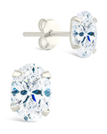 Sterling Silver Oval Cut Prong Set Stud Earrings