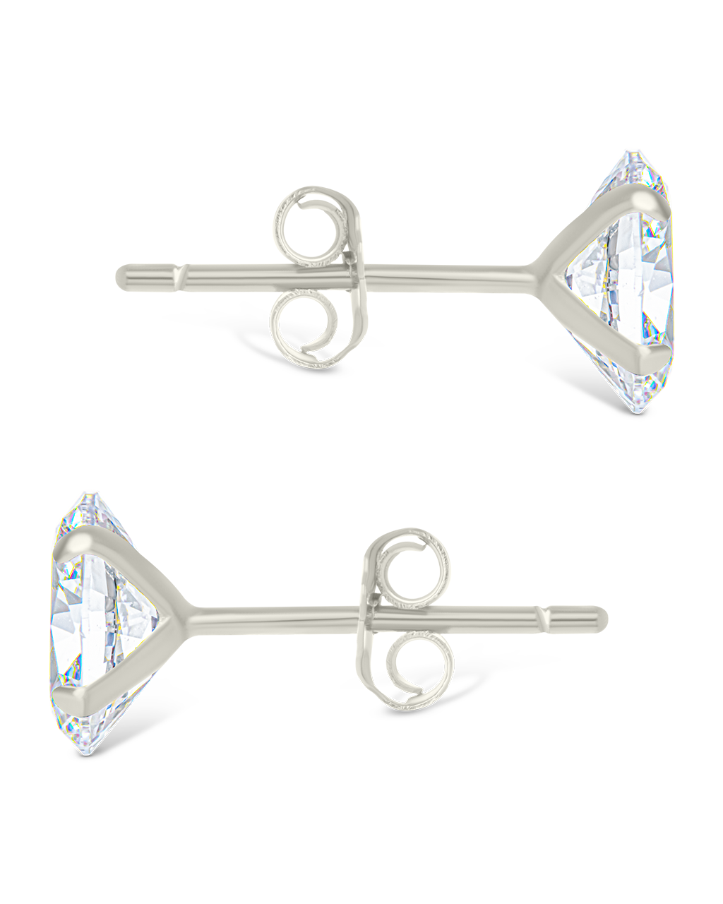 Sterling Silver Oval Cut Prong Set Stud Earrings