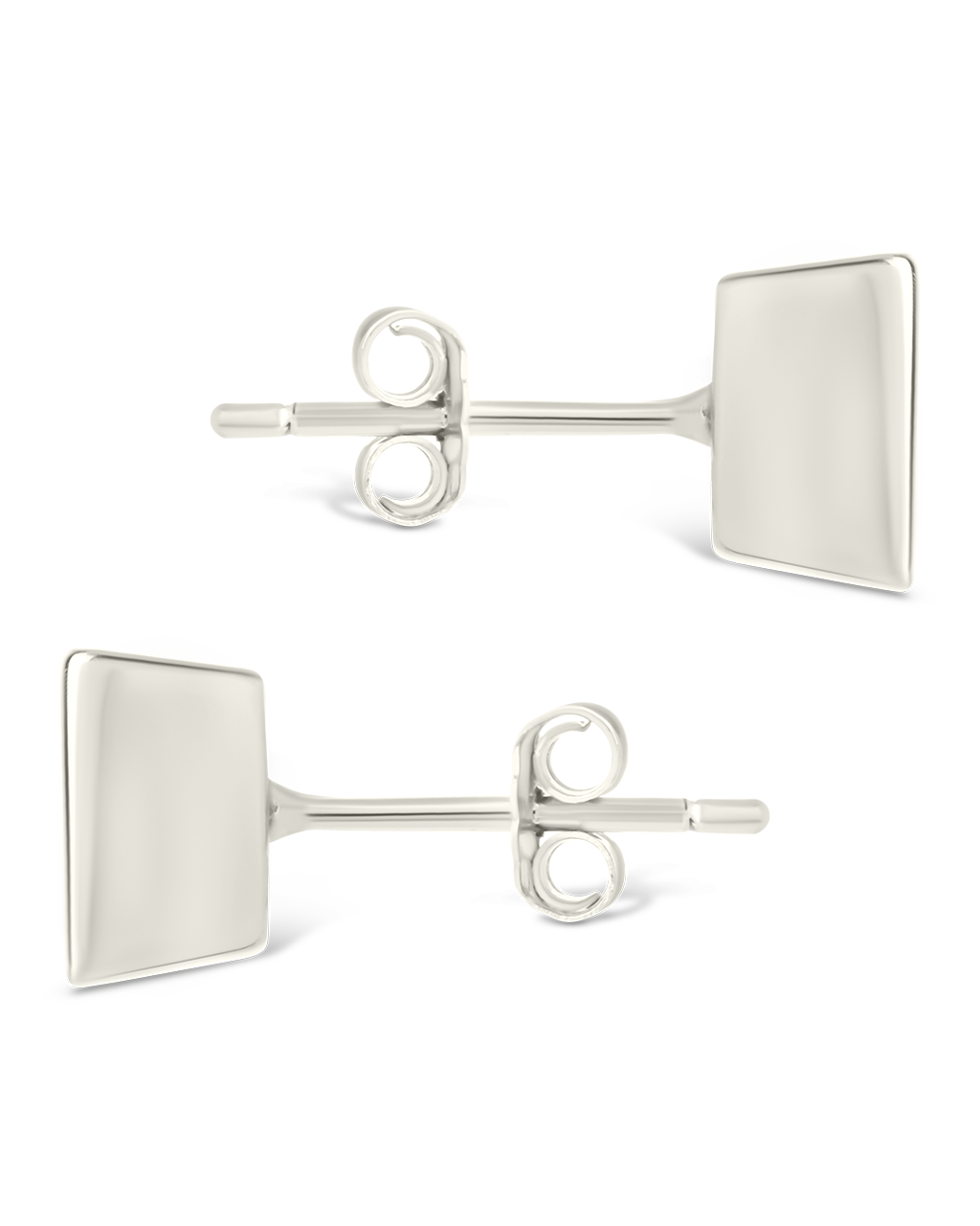 Sterling Silver Princess Cut Bezel Set Stud Earrings