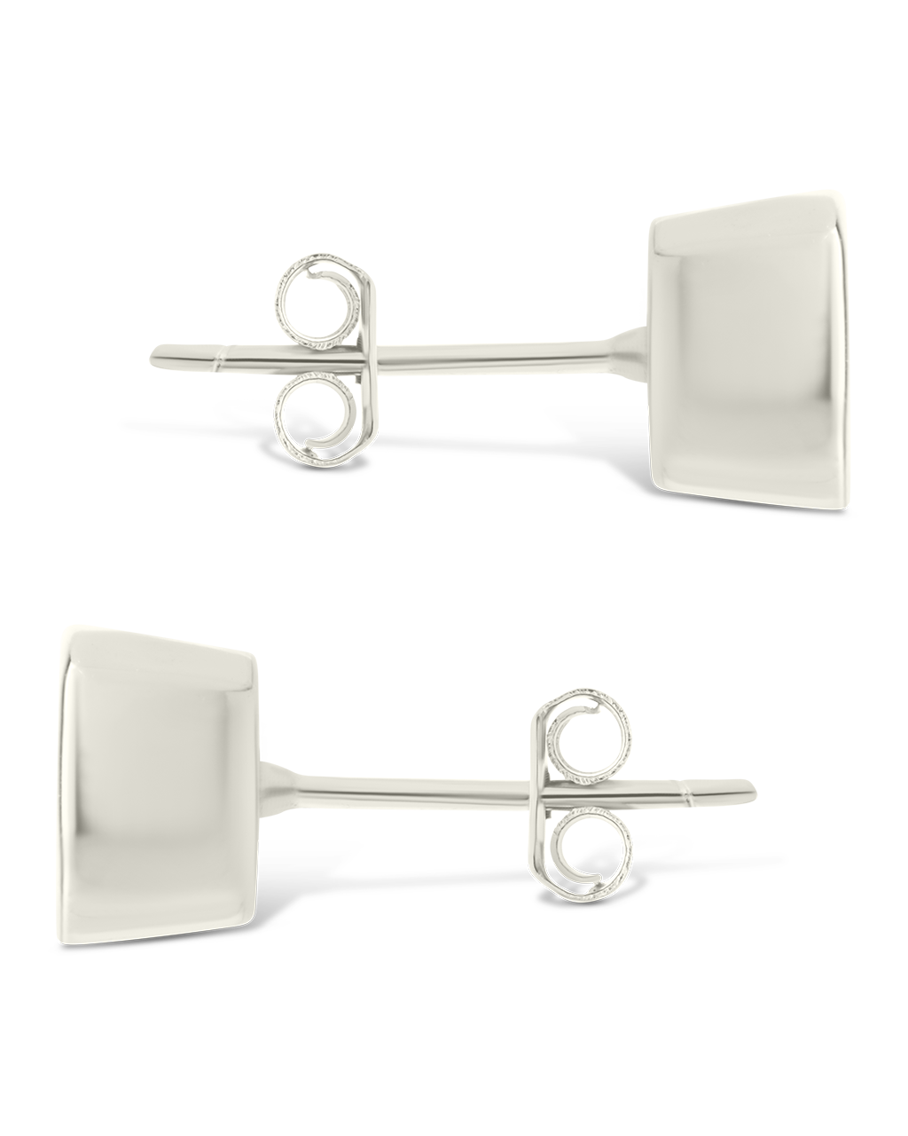 Sterling Silver Radiant Cut Bezel Set Stud Earrings