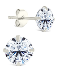 Sterling Silver Round Cut Prong Set Stud Earrings