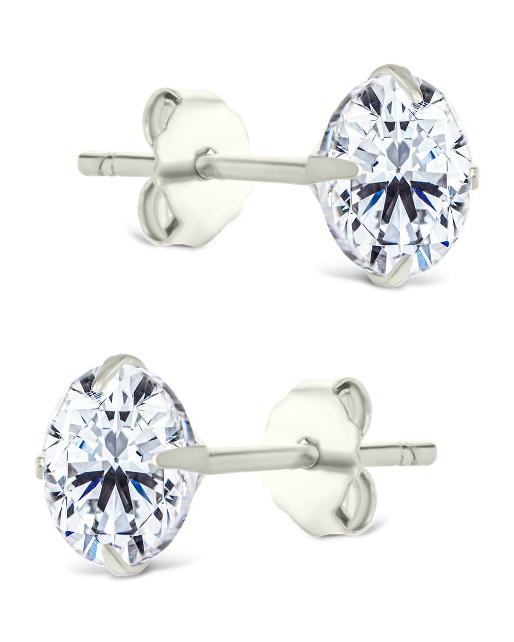 Sterling Silver Round Cut Prong Set Stud Earrings