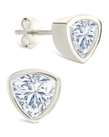 Sterling Silver Trillion Cut Bezel Set Stud Earrings